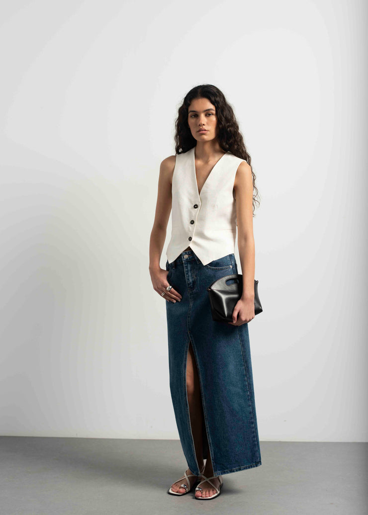 FALDA LARGA DENIM ABERTURA